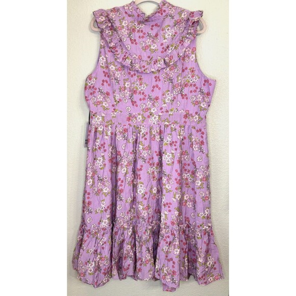NWT Unique Vintage Sweet Delight Prairie Dress Purple Floral Fit Flare Ruffle 3X - Picture 4 of 10